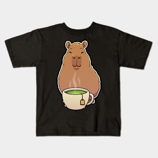 Capybara Cup of Green Tea Kids T-Shirt